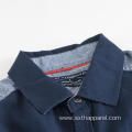 Men's Dark Blue Pockets Short Sleeve Embroidered Shirts